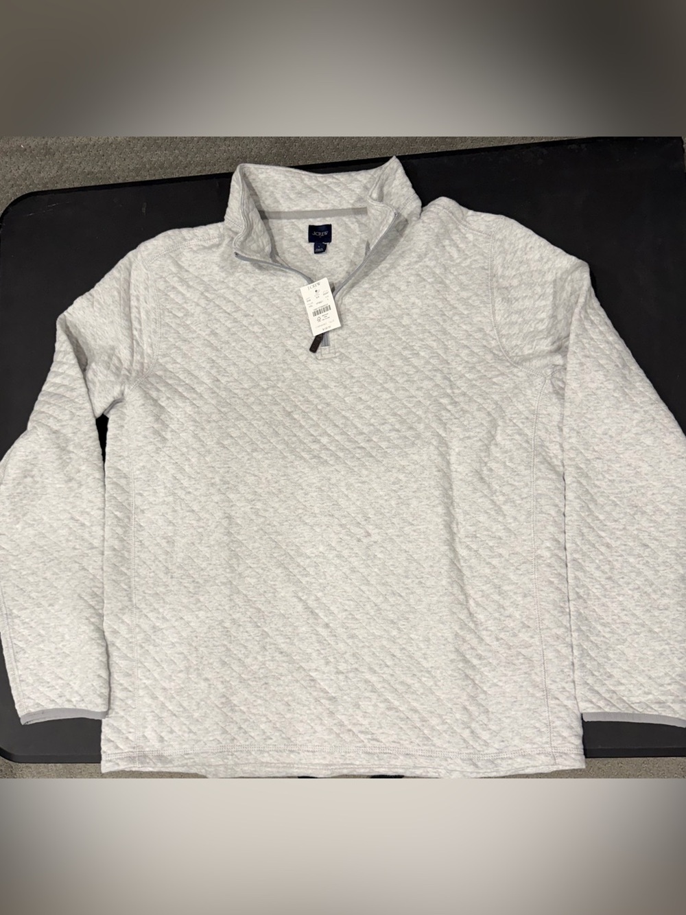 J. Crew Men’s Light Heather Gray Quilted Quarter-Zip Pullover